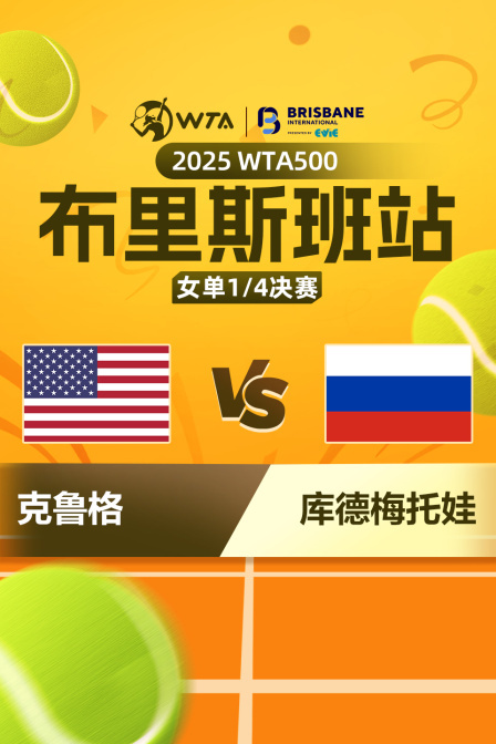2025WTA500布里斯班站 女单1/4决赛 克鲁格VS库德梅托娃