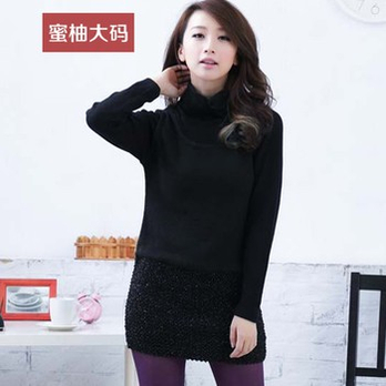蜜柚【加大码女装】胖人服装 春装韩版高领假