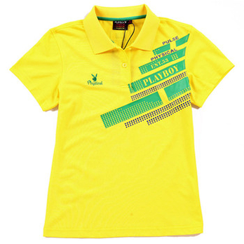 花花公子女运动短袖t恤休闲潮流时尚女运动t恤女短袖女运动服22023006 明黄 160 - T恤\/女士上衣\/女装 - 360购物