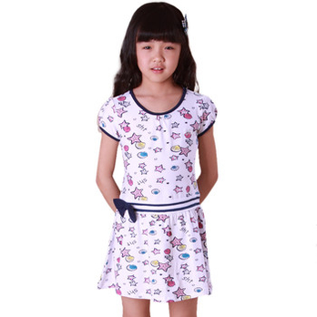 水孩儿(Souhait)童装女童夏季海军针织连衣裙A