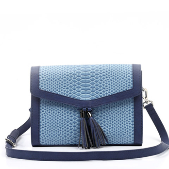 Teenmix\/天美意 夏季兰色鳄鱼纹压花PU配镶色