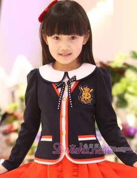笛莎2012<em>女</em>童装新款<em>英伦学院风</em>镶边小西装外