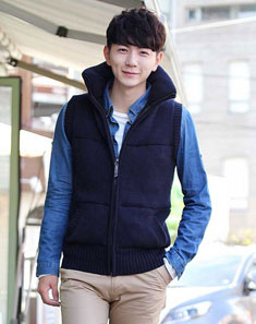 <em>藏蓝色</em>修身针织棉<em>马甲</em> - <em>羽绒</em>背心/男士上衣/男
