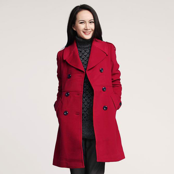 舒朗 女士中长款纯羊毛大衣 红 170\/92A - 风衣
