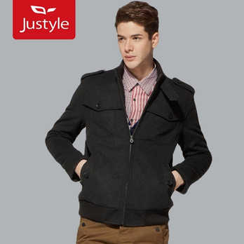 JUSTYLE 军式休闲加棉<em>呢子男士短款</em>大衣 男款