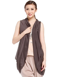 灰咖色时尚个性长款无袖针织衫 - 针织衫\/女士