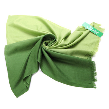 欧莉薇Olivet 渐变色羊毛围巾 70*190+3*2CM 绿