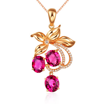 Lux-women-彩18K金碧玺钻石吊坠-LW130408