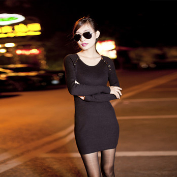 谜秀 2014春季打底女士外套打底毛衣纽扣圆领