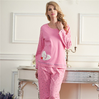 INDENA 英第爱纳 女士纯棉净色可爱圆领家居