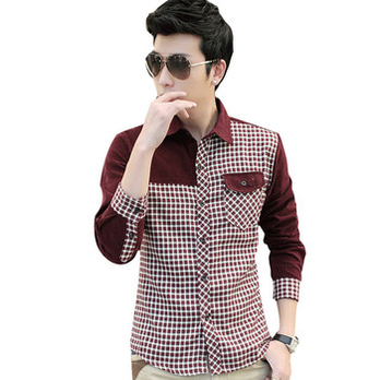 香港MSEK 2014春季新品男士衬衣 撞色拼接衬