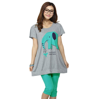 悦伊祺 孕妇装夏装韩版套装运动装时尚圆领短