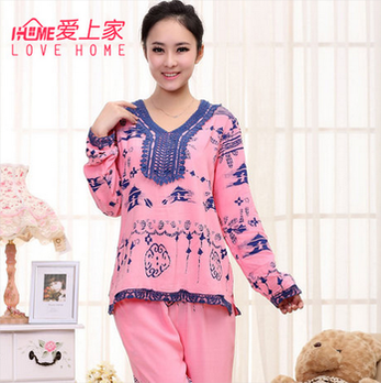 爱上家 秋季新款<em>睡衣夏女</em>长袖<em>棉质</em>家居服 纯棉