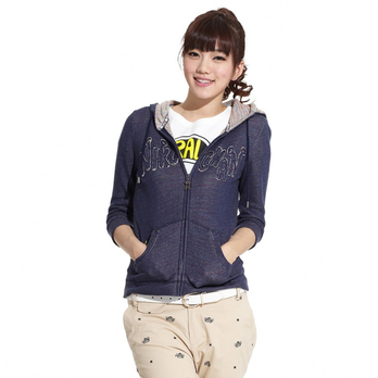 <em>Metersbonwe</em>女阿拉蕾字母印花<em>开衫卫衣</em> MTE