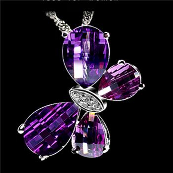 梦幻紫色水晶蝴蝶项链 - 项链\/时尚饰品\/礼品\/饰