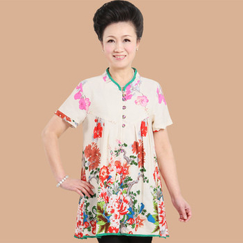 中老年女装夏装妈妈装女花色<em>T恤</em>短袖<em>开衫女t恤</em>
