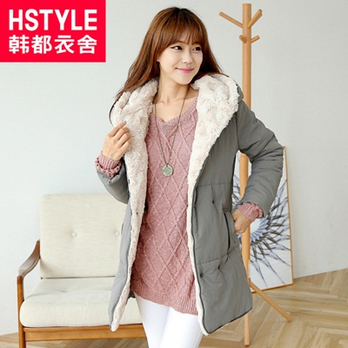 [韩都衣舍] 韩国2013冬装新款女装纯色中长款连