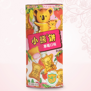 乐天小熊饼草莓味49g - 饼干糕点\/休闲食品\/零食