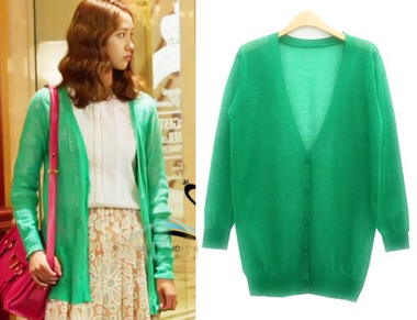 爱情雨少女时代允儿同款<em>超薄</em>绿色长款<em>针织开衫</em>