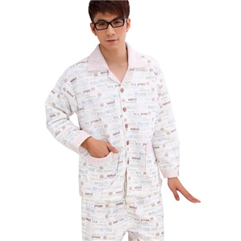 爱戴琳冬季新品棉质<em>男士</em>长袖<em>睡衣</em>家居服<em>英文</em>字