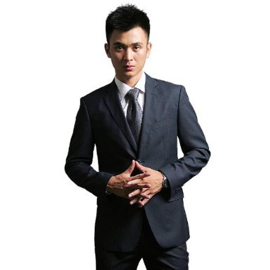 V3 MAN 君临天下真男人藏青细条纹真羊毛修身