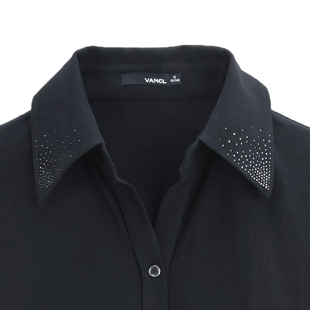 女黑色长袖衬衫上衣哪种好 雪纺衬衫女长袖牌子同款