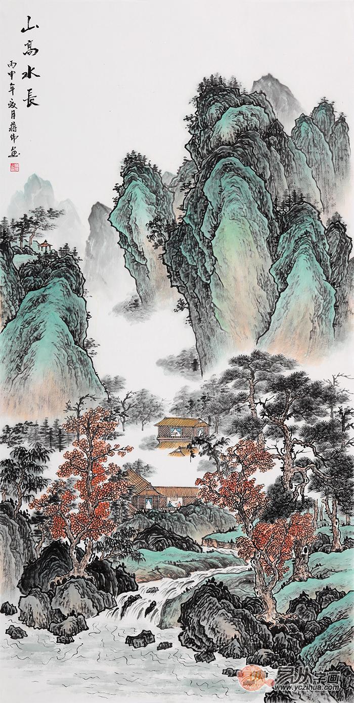 蒋伟最新四尺竖幅山水画作品《山高水长》(作品来源:易从网)