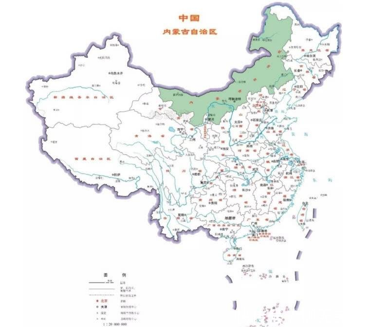 内蒙古在中国的位置 内蒙古各市地图