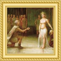 尊贵的凯撒大帝屈身单膝下跪赠予埃及艳后钻戒是,一句"能,亲爱的"已是