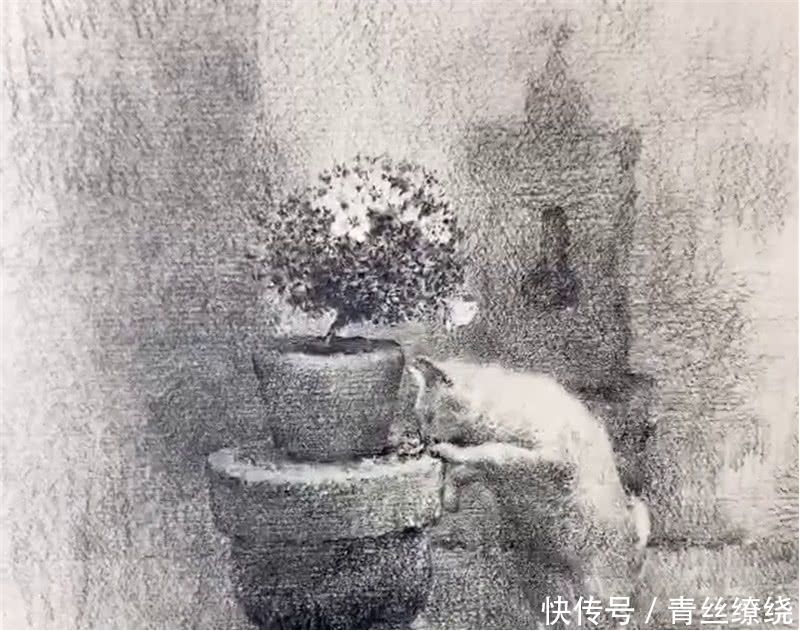 美术生画纸上画猫,开头不如小学生,看到成画:又
