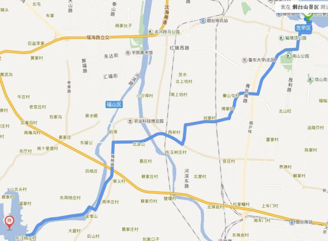 骑行线路:南大街--福山区--门楼镇--门楼水库,单程40公里.