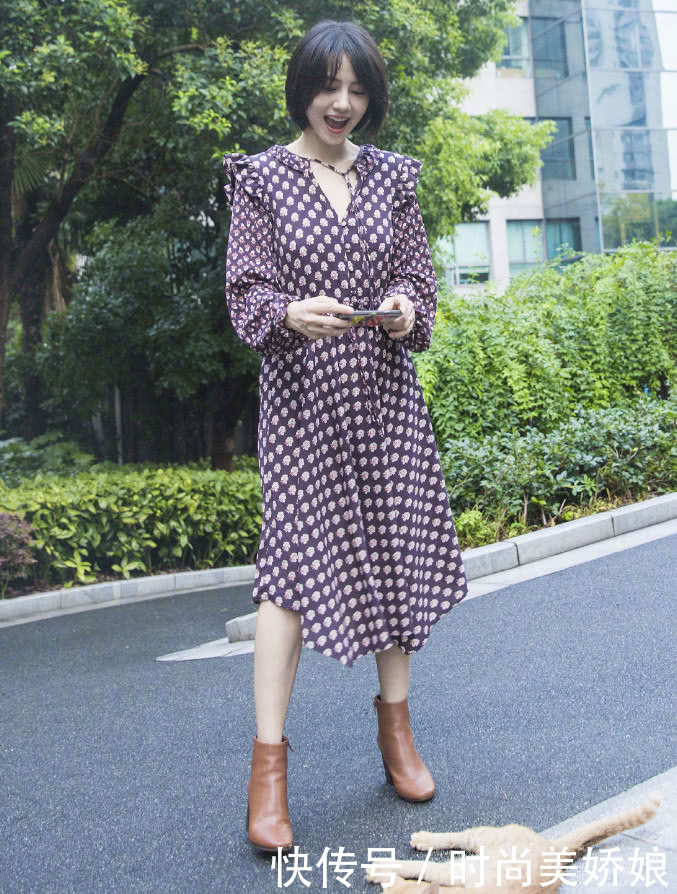 高圆圆越胖越放肆了!穿深V裙秀事业线,这麒麟