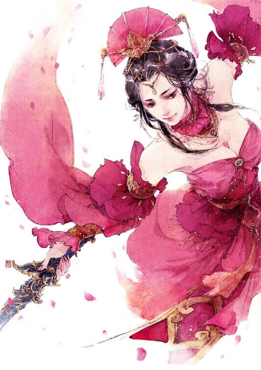 想要古风红衣美女漫画图片图片