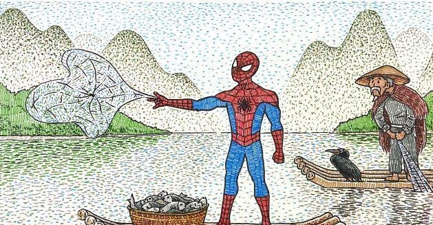 假如漫威人物来到中国会怎么样?蜘蛛侠帮忙捕