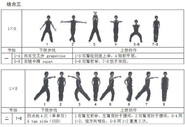 第三套大众健美操一级中用到的基本步伐_360问答