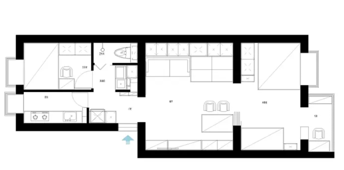 65㎡小宅,客厅设张床,沙发背后加宽0.5米!巧