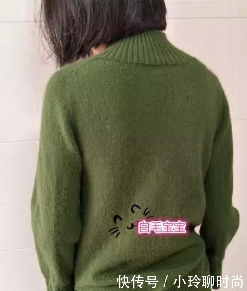 大方的自带袖马鞍肩羊绒衫的织法详细教程