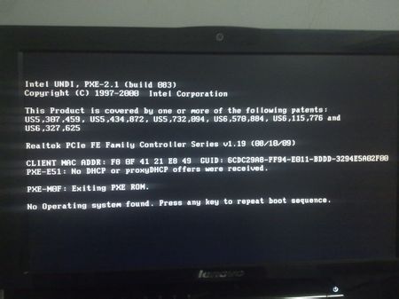 联想一体机开机出现英文字母