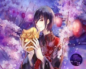 古代男子笑的手绘图图片