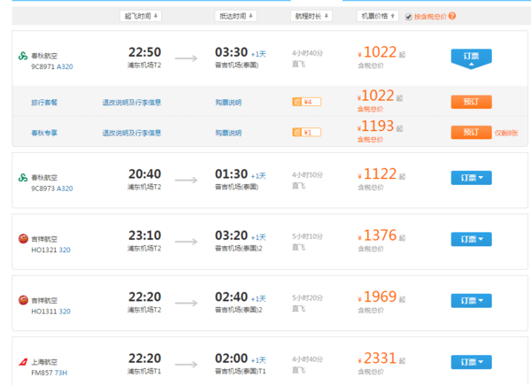 上海浦东国际机场直飞泰国普吉岛要多长时间?