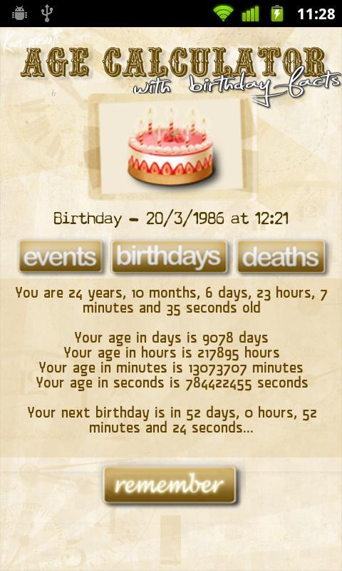 年龄计算器和生日事实