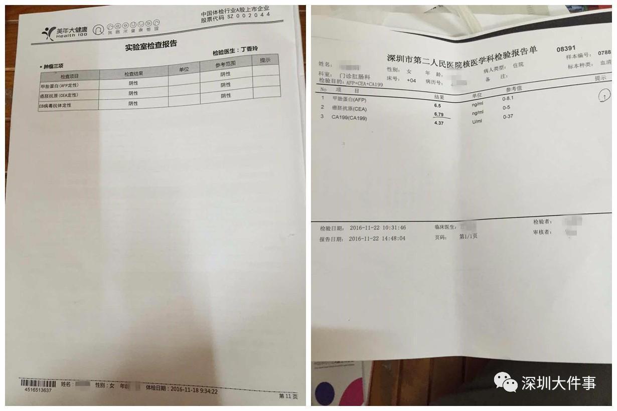 其中,癌胚抗原(cea)检查结果为6.79 ng/ml(正常值为0-5ng/ml).