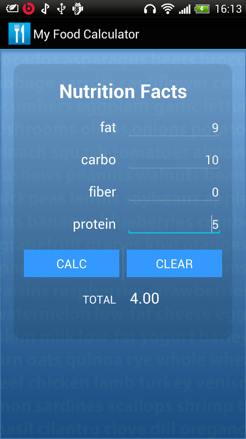 My Food Calculator w/ads截图1