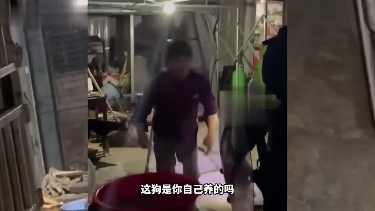 屠狗窝点男子当警察面拔狗毛