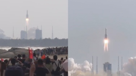 双机位看空间站梦天实验舱发射瞬间