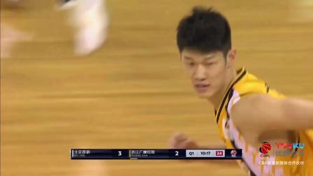 CBA 18/19赛季 北京VS广厦第一节：双方持续飙分，北京21-14广厦领先结束首节