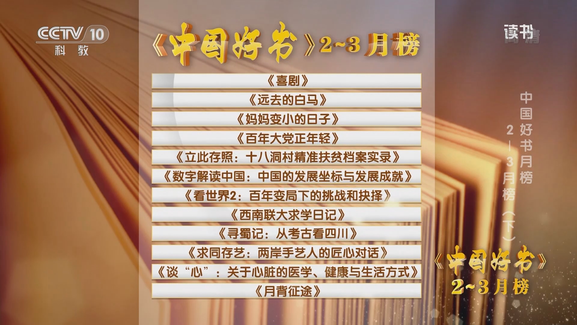 《读书》 20211005 《西南联大求学日记》/《寻蜀记：从考古看四川》/《求同存艺：两岸手艺人的匠心对话》/《谈“心”：关于心脏的医学、健康与生活方式》/《月背征途》 中国好书月榜 2-3月榜（下