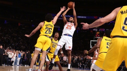 NBA东决-唐斯24+13 尼克斯胜步行者2-3