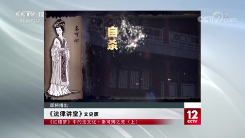 法律讲堂 《法律讲堂(文史版)》 20200221 《红楼梦》中的法文化·秦可卿之死（上）