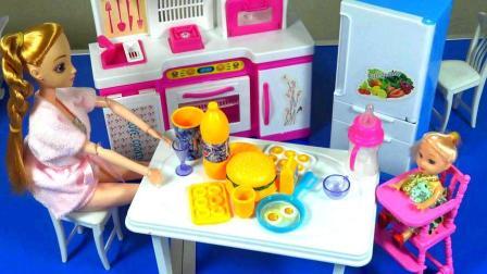 芭比之梦想豪宅玩具视频 第一季 芭比给小凯莉在梦幻厨房准备丰盛午餐 13